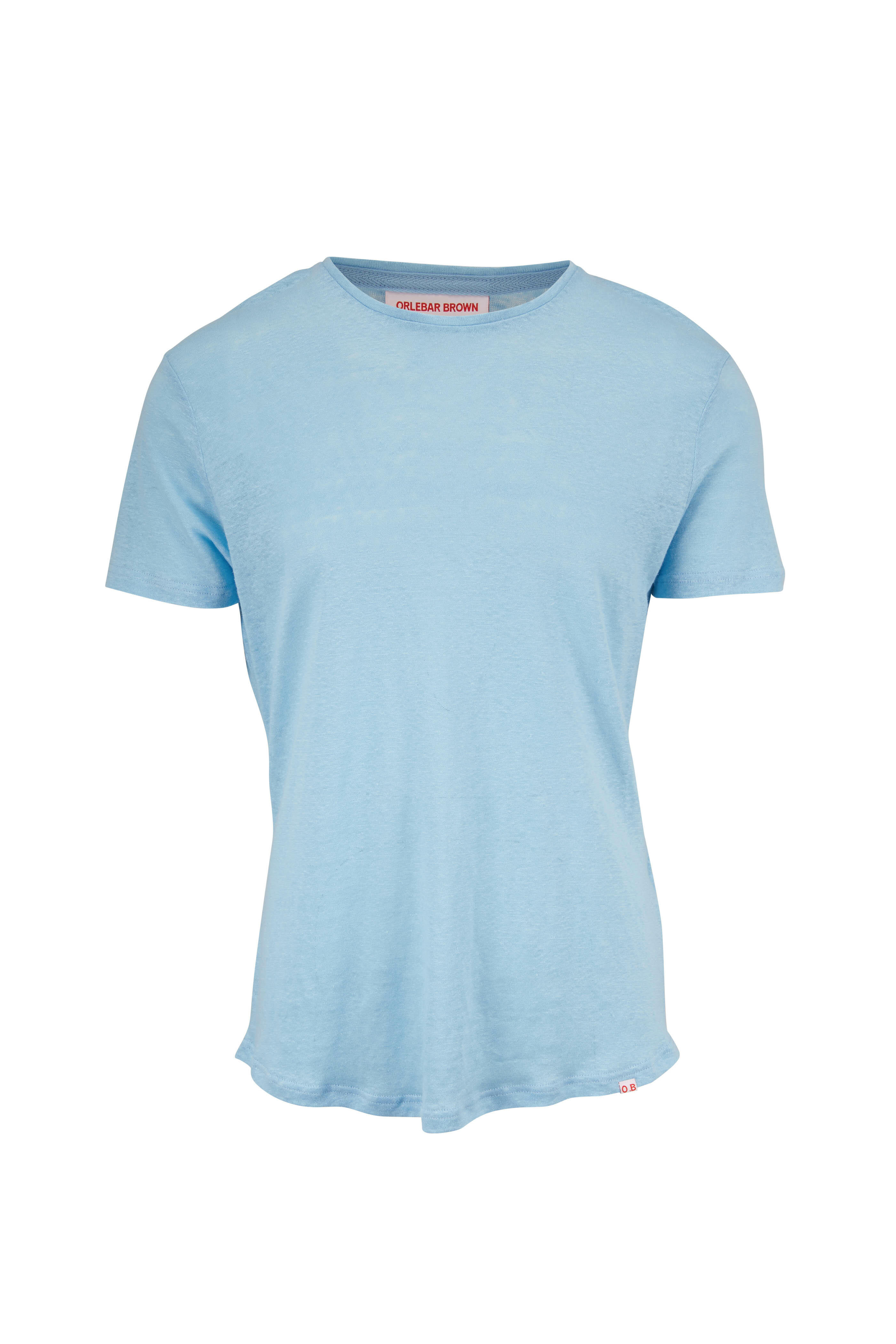 Orlebar Brown - OB-T Larimar Blue Linen Crewneck T-Shirt