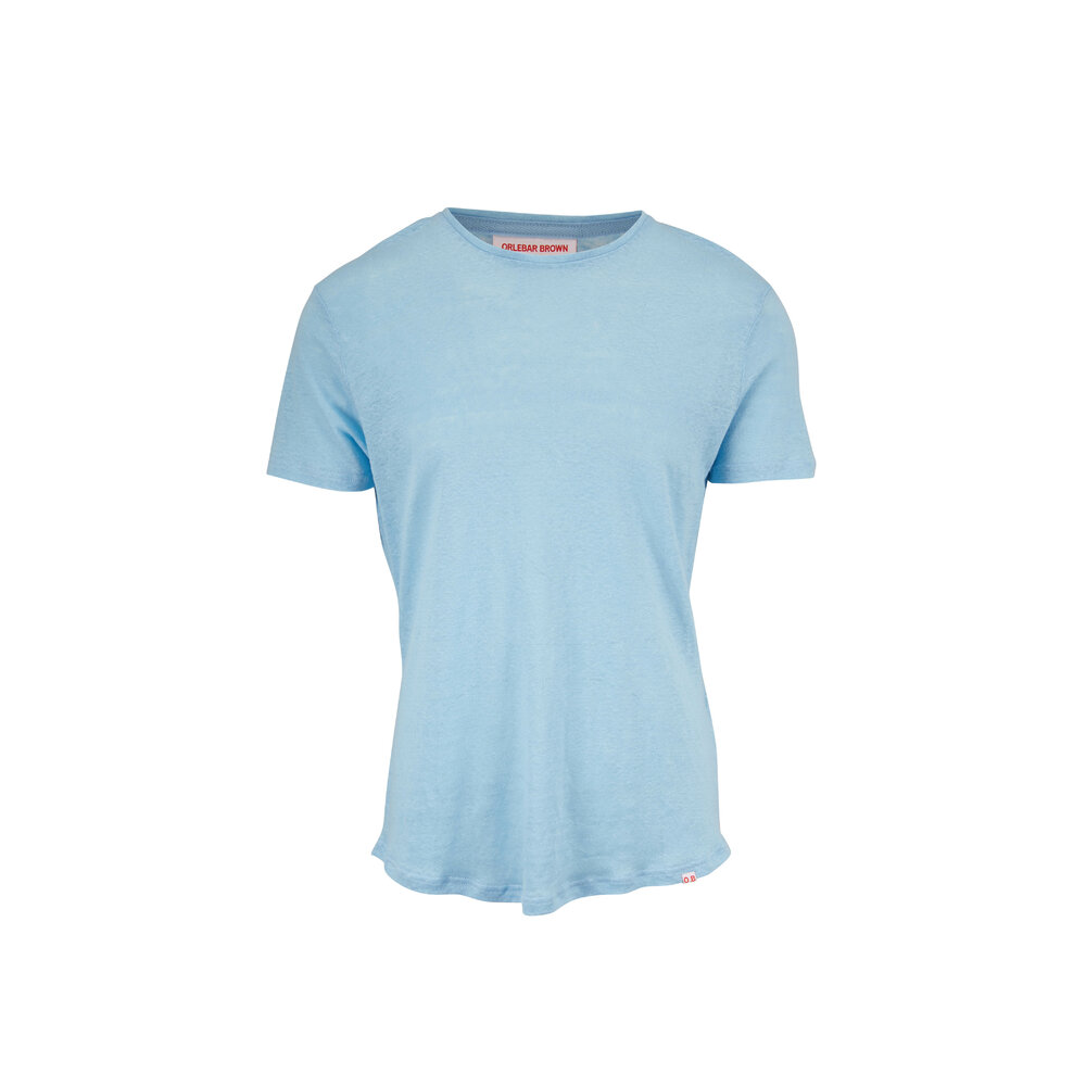 Orlebar Brown - OB-T Larimar Blue Linen Crewneck T-Shirt