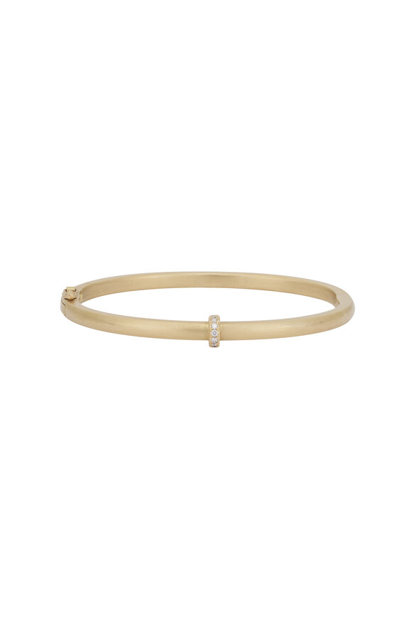 Caroline Ellen 18k Yellow Gold Pave Diamond Hinged Bangle - view 1