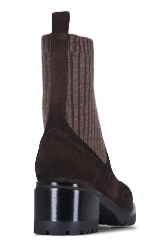 Santoni Ferret Dark Brown Suede Short Boot, 50mm - view 5
