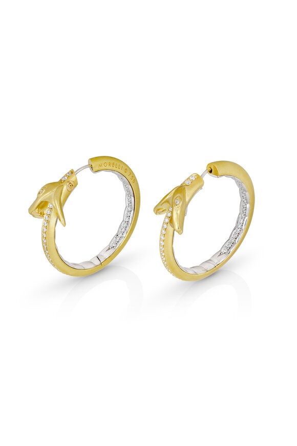 Paul Morelli 18k Gold Diamond Serpentine Snap Hoop - view 1