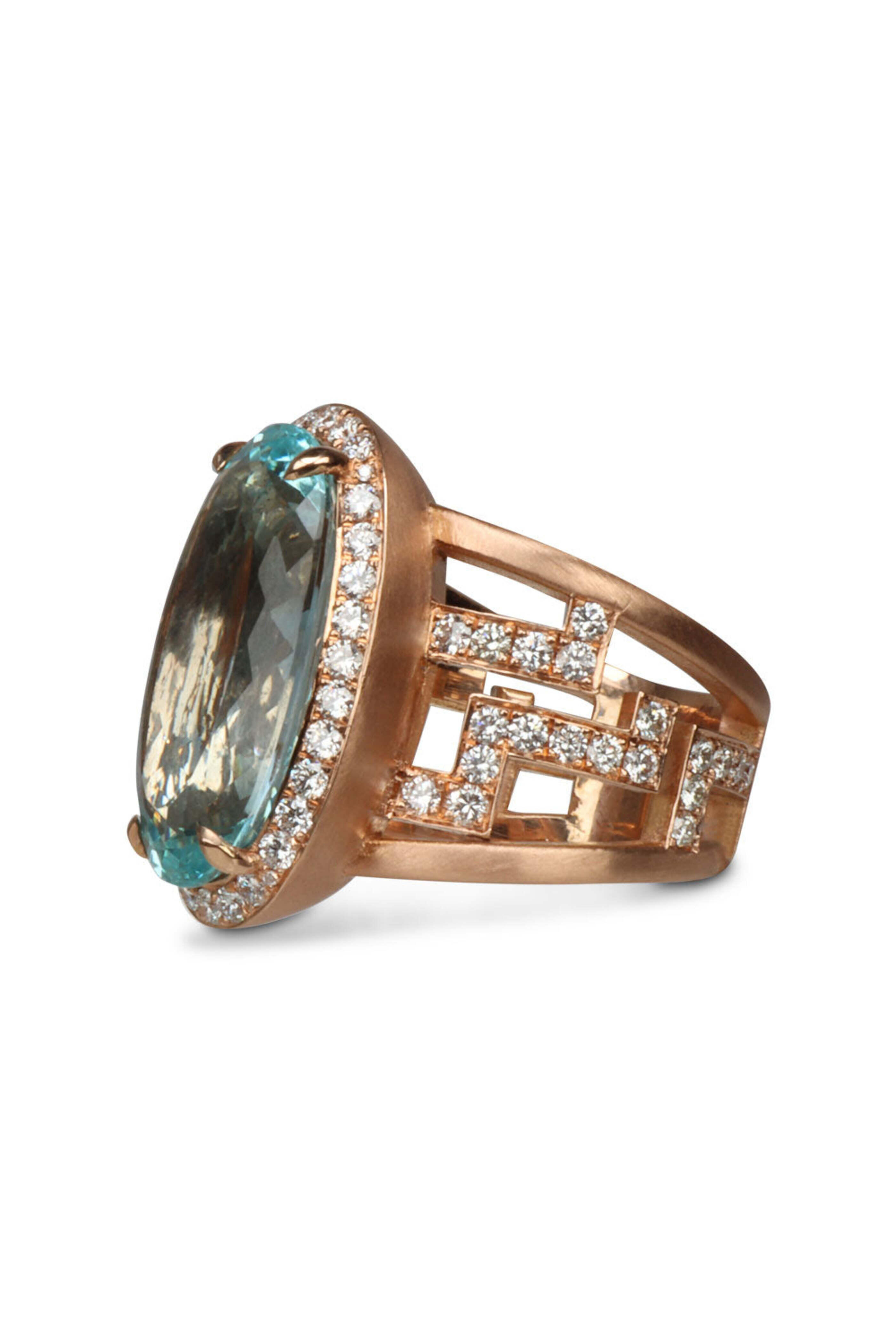 Jared Lehr - Diamond and Aquamarine Maze Ring