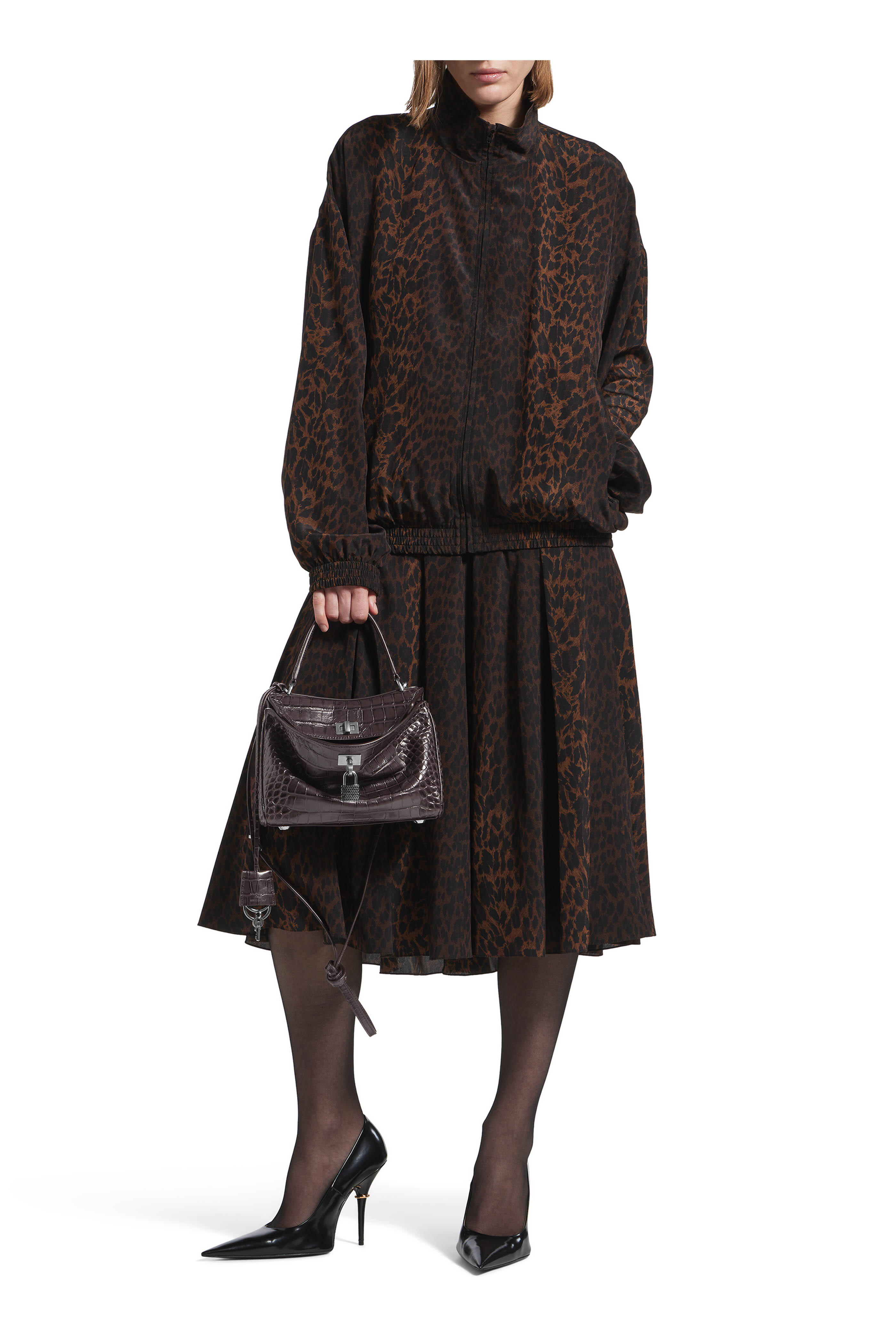 Balenciaga - Rodeo Ebony Embossed Leather Top Handle Bag