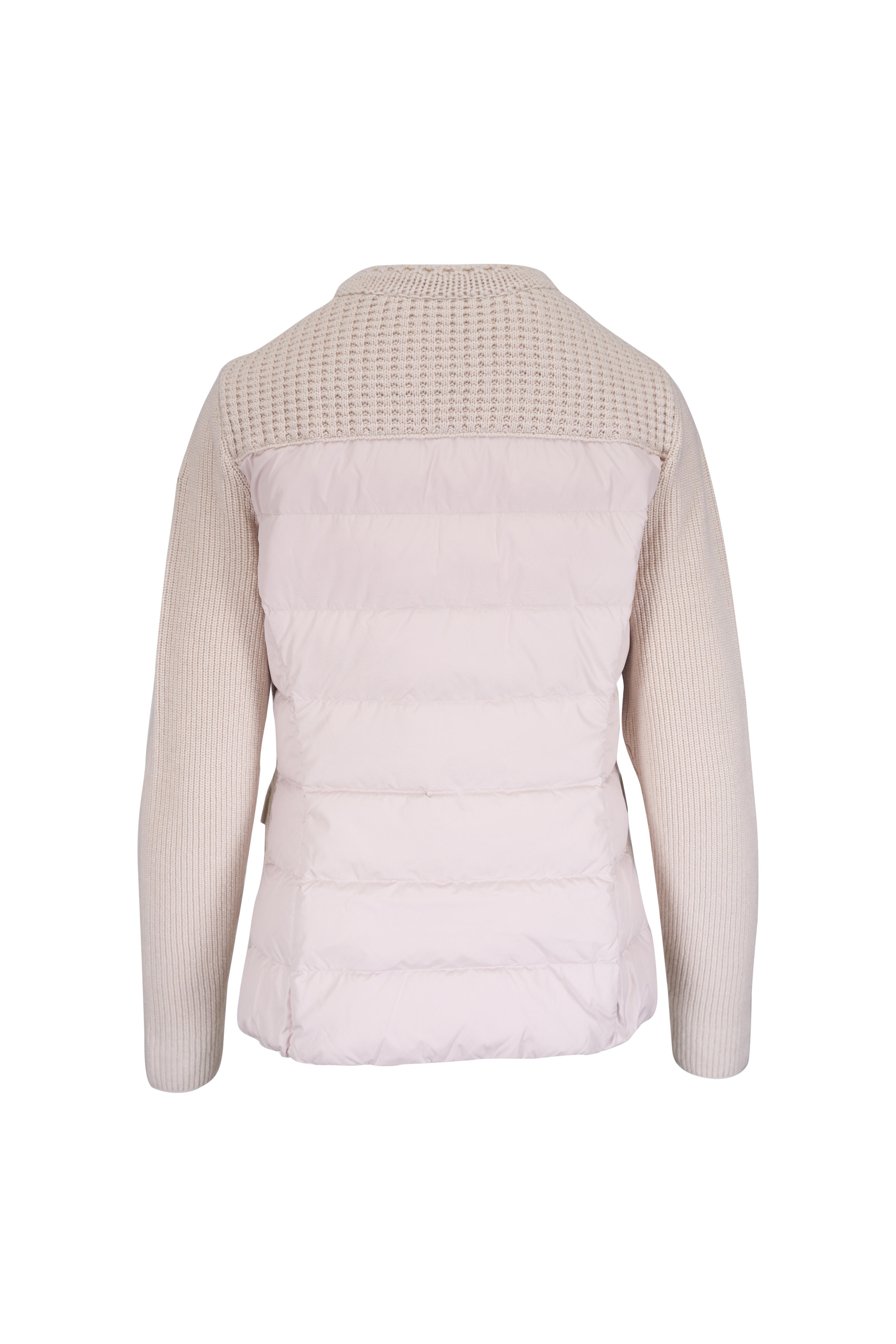Moncler - Beige Padded Wool Zip Up Cardigan | Mitchell Stores
