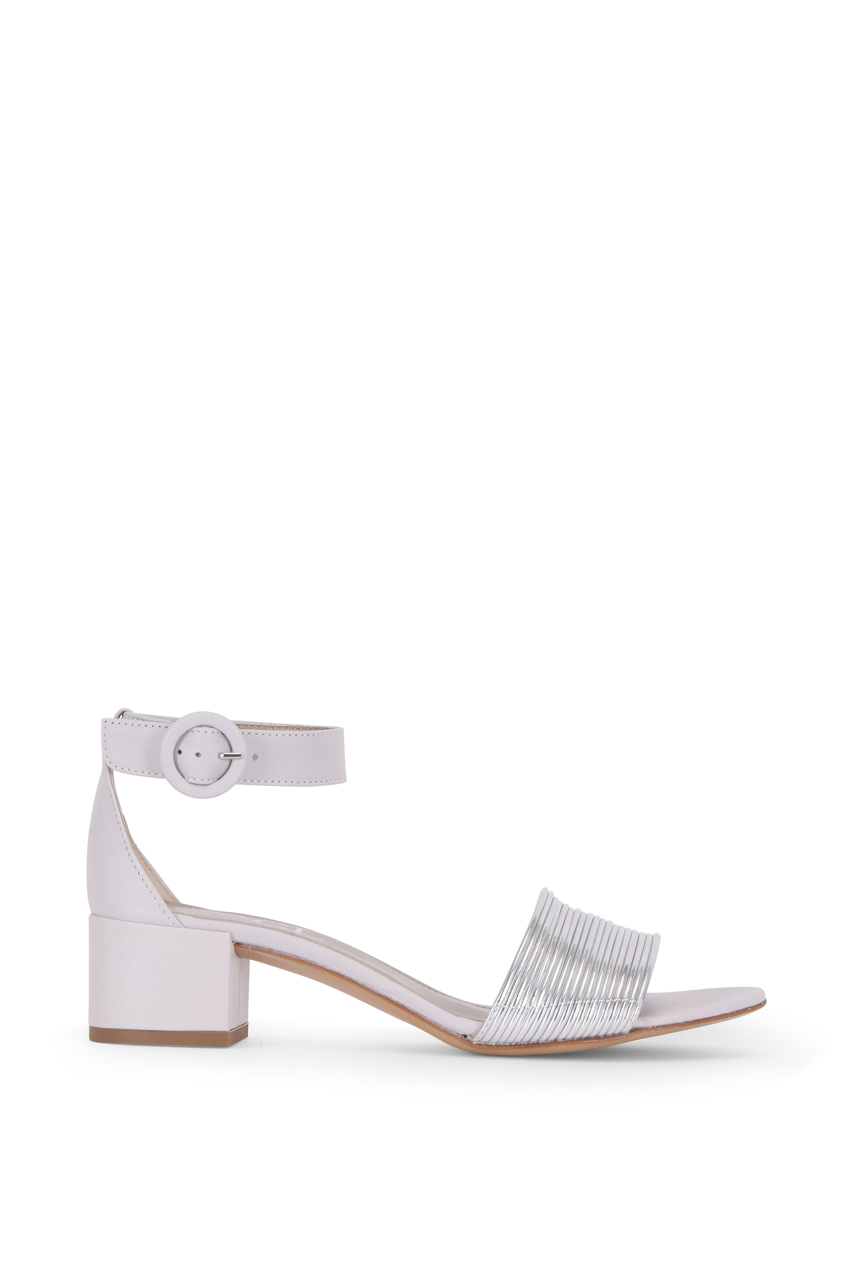 AGL - Silver Multi-Band Block Heel Sandal, 50mm | Mitchell Stores