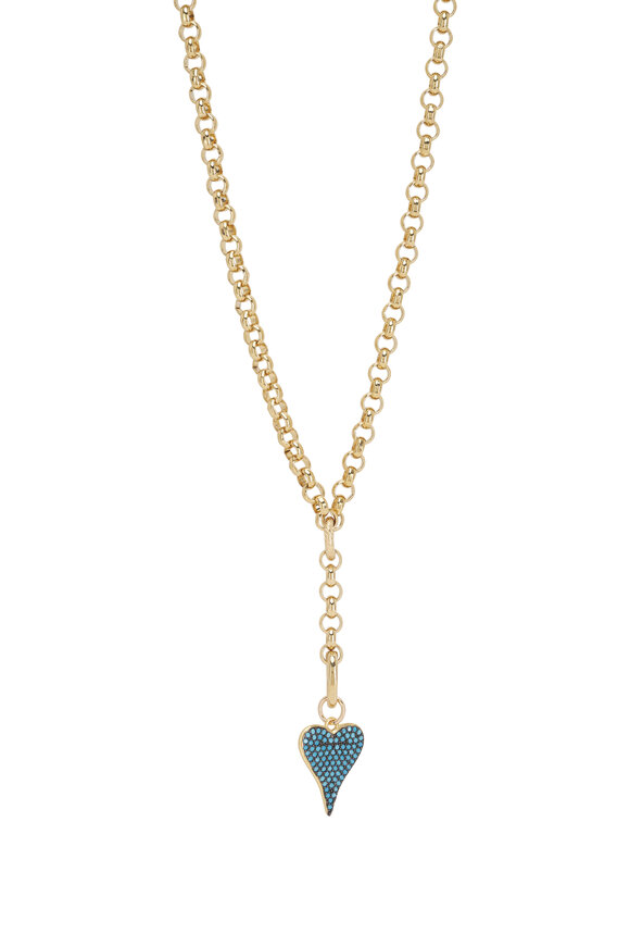 Cristina V. Turquoise Heart Charm Rolo Y Necklace