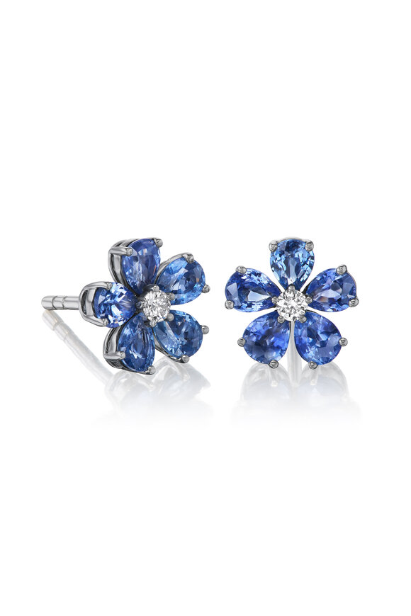 Nam Cho Platinum Sapphire & Diamond Petite Flower Studs