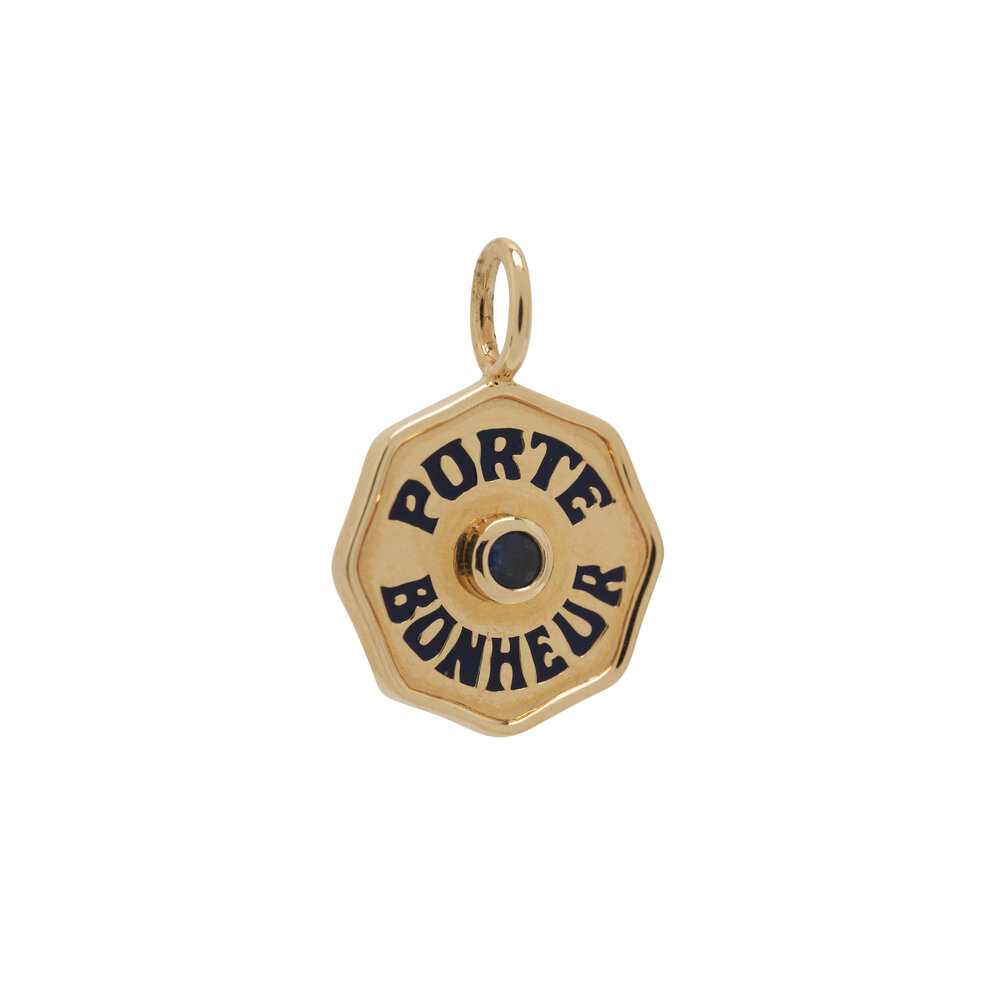 Marlo Laz - Mini Porte Bonheur Navy Enamel Pendant