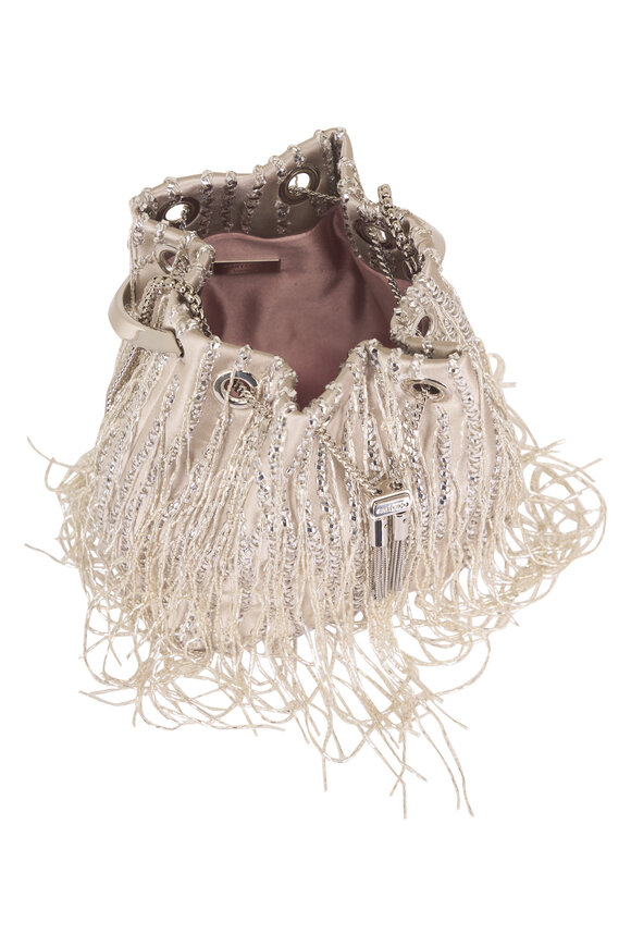 Jimmy Choo Bon Bon Silver Fringe Embroidery Top Handle Bag - view 5