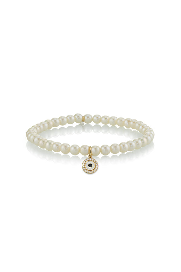 Sydney Evan 14k Yellow Gold Pave Enamel Evil Eye Bracelet - view 1