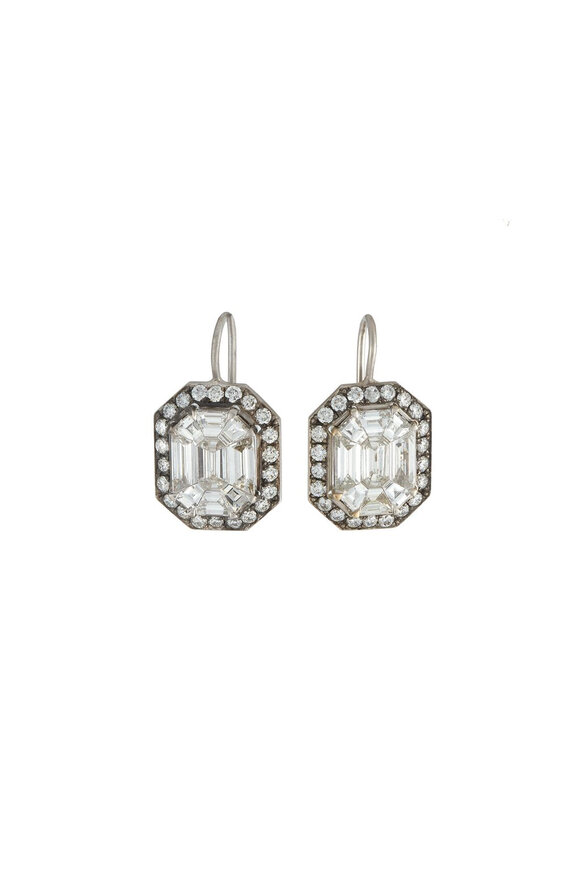 Sylva & Cie Diamond Mosaic Halo Earrings
