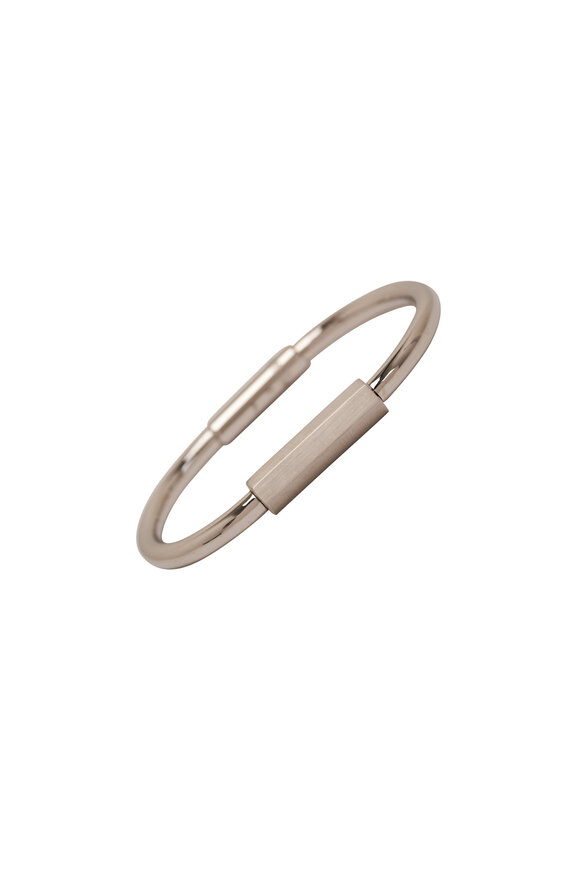 James Banks White Gold Love Lock Code Bangle