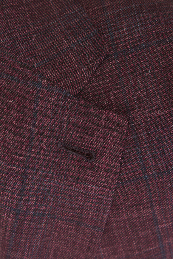 Canali Red & Navy Subtle Plaid Sportcoat - view 5