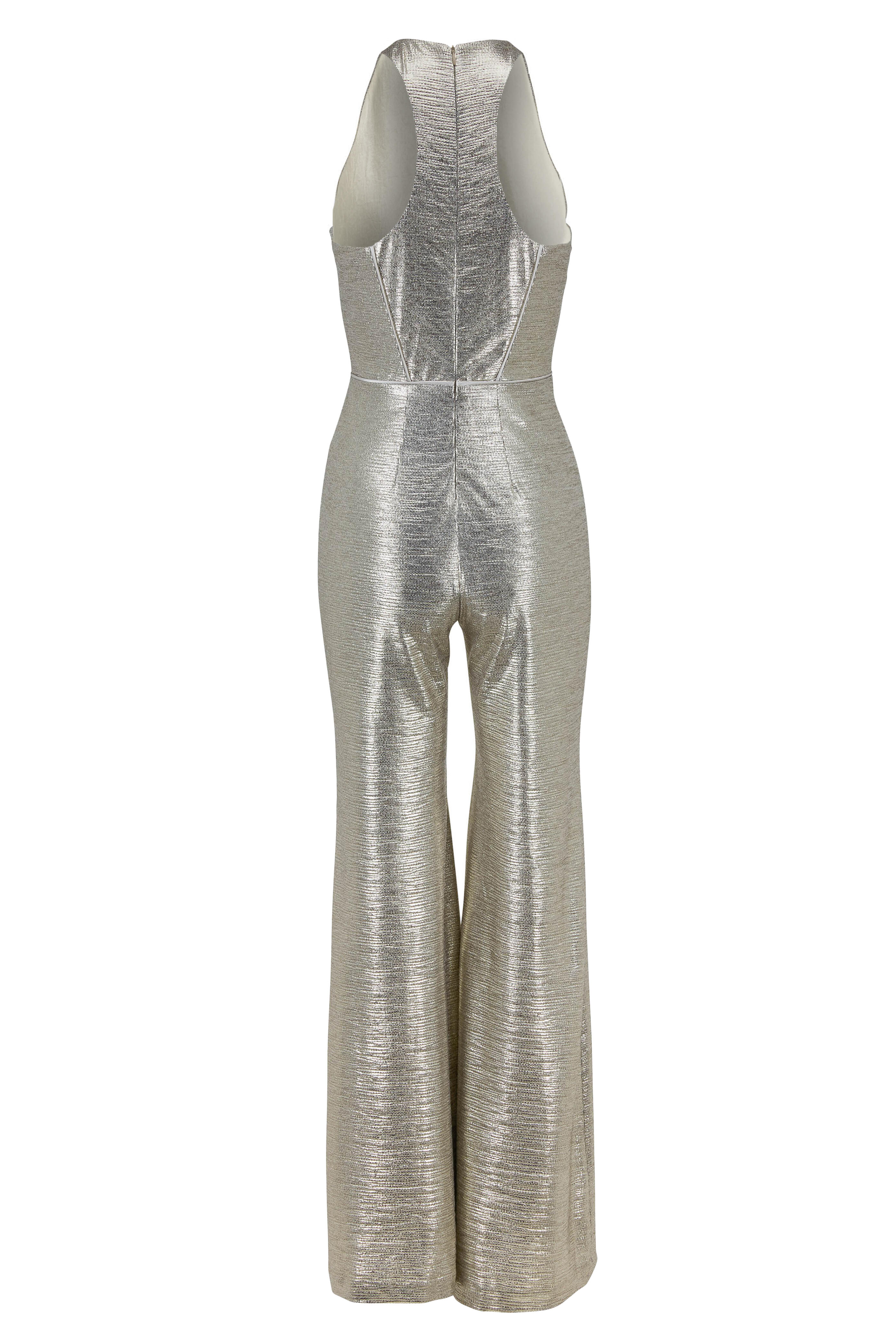 Galvan - Light Gold Metallic Jersey Sheath Jumpsuit