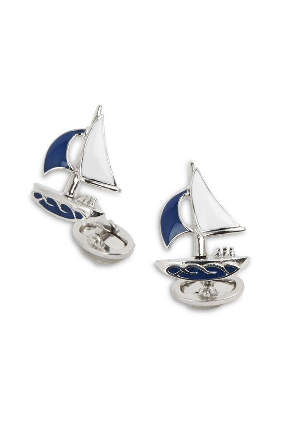 Jan Leslie - Sterling Silver Moving Sailboat Cuff Links