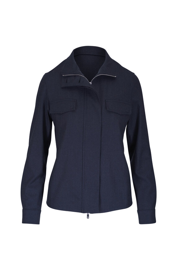 Marco Pescarolo Navy Blue Stretch Cashmere Jacket - view 1