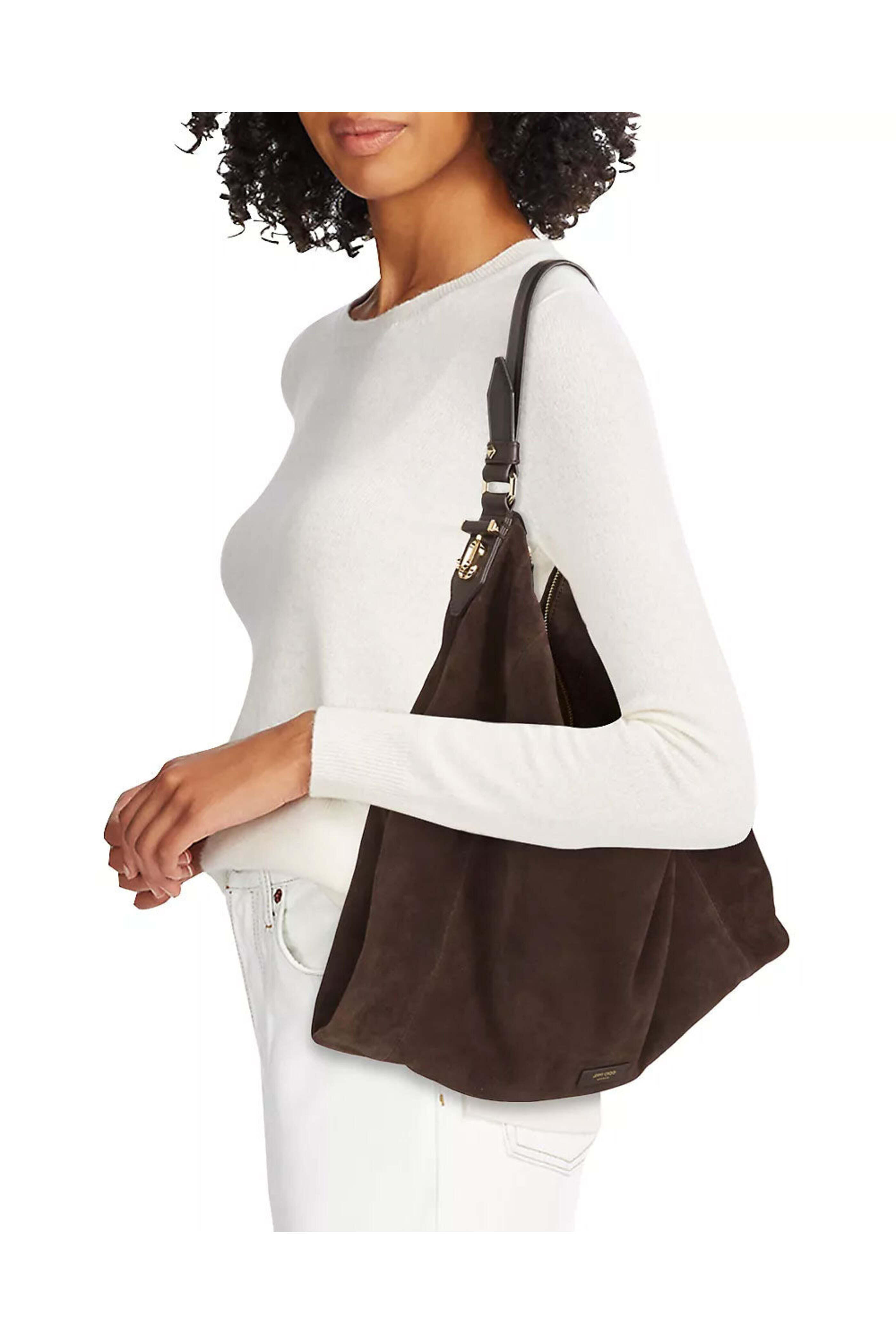 Jimmy Choo - Ana Suede Hobo Bag in Coffee