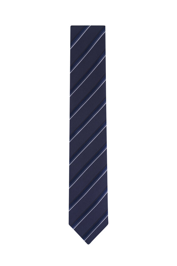 Canali Navy Stripe Silk Necktie