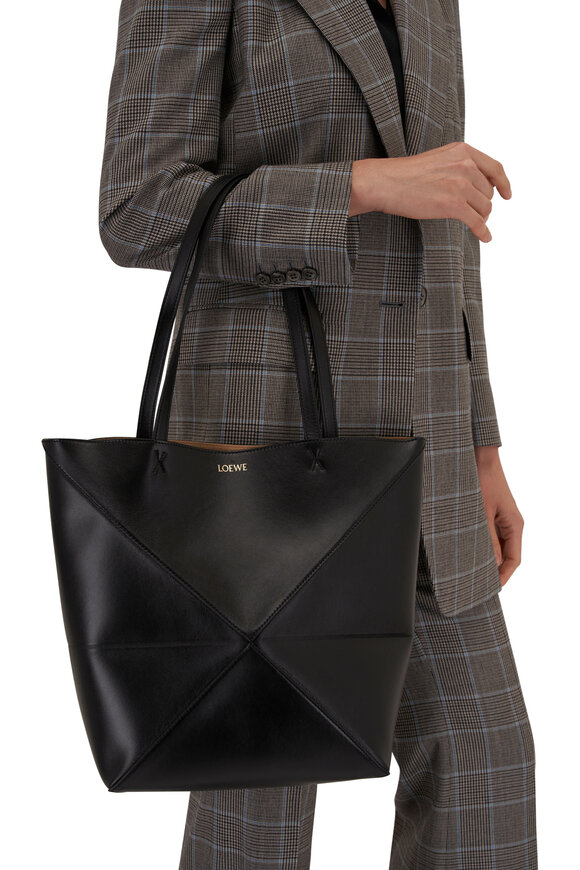 Loewe - Medium Puzzle Black Shiny Leather Tote