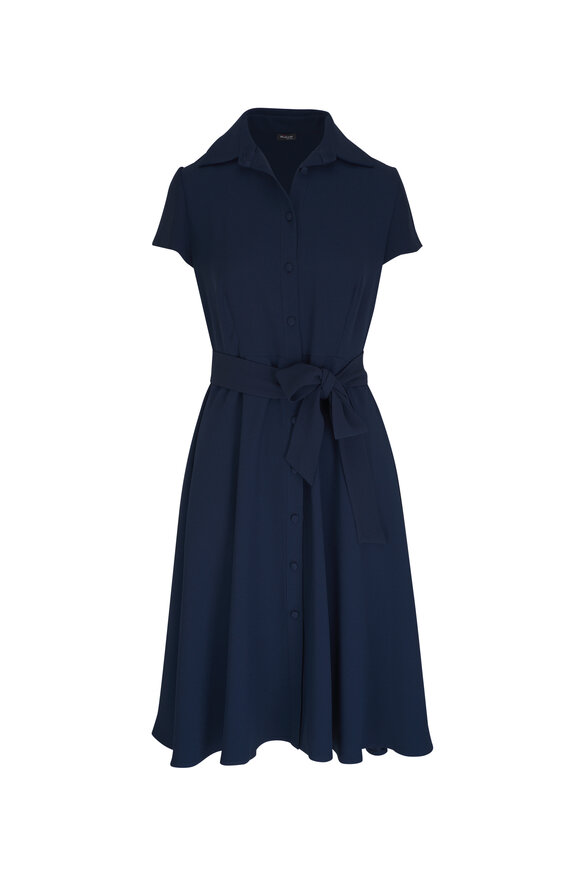 Kiton Navy Short Sleeve Belted Dress