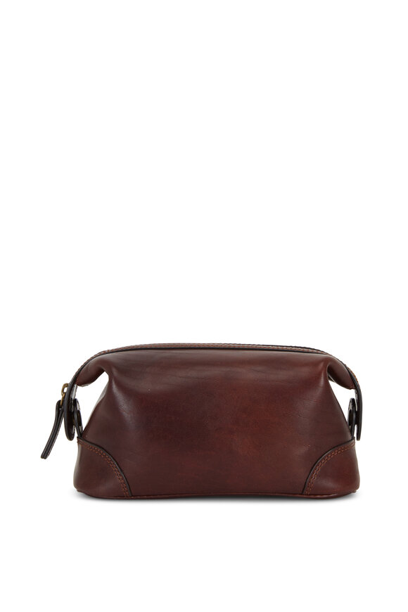 Bosca Small Dark Brown Leather Dopp Kit