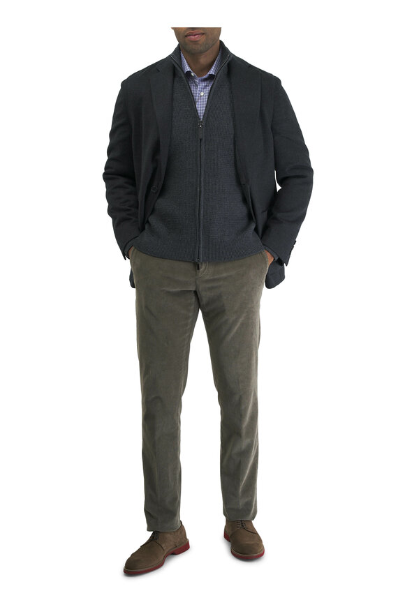 Canali - Tan Corduroy Flat Front Pant