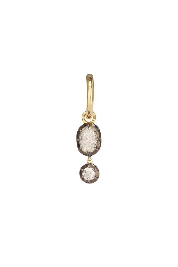 Sutra 18k Yellow Gold Diamond Drop Earring - view 2