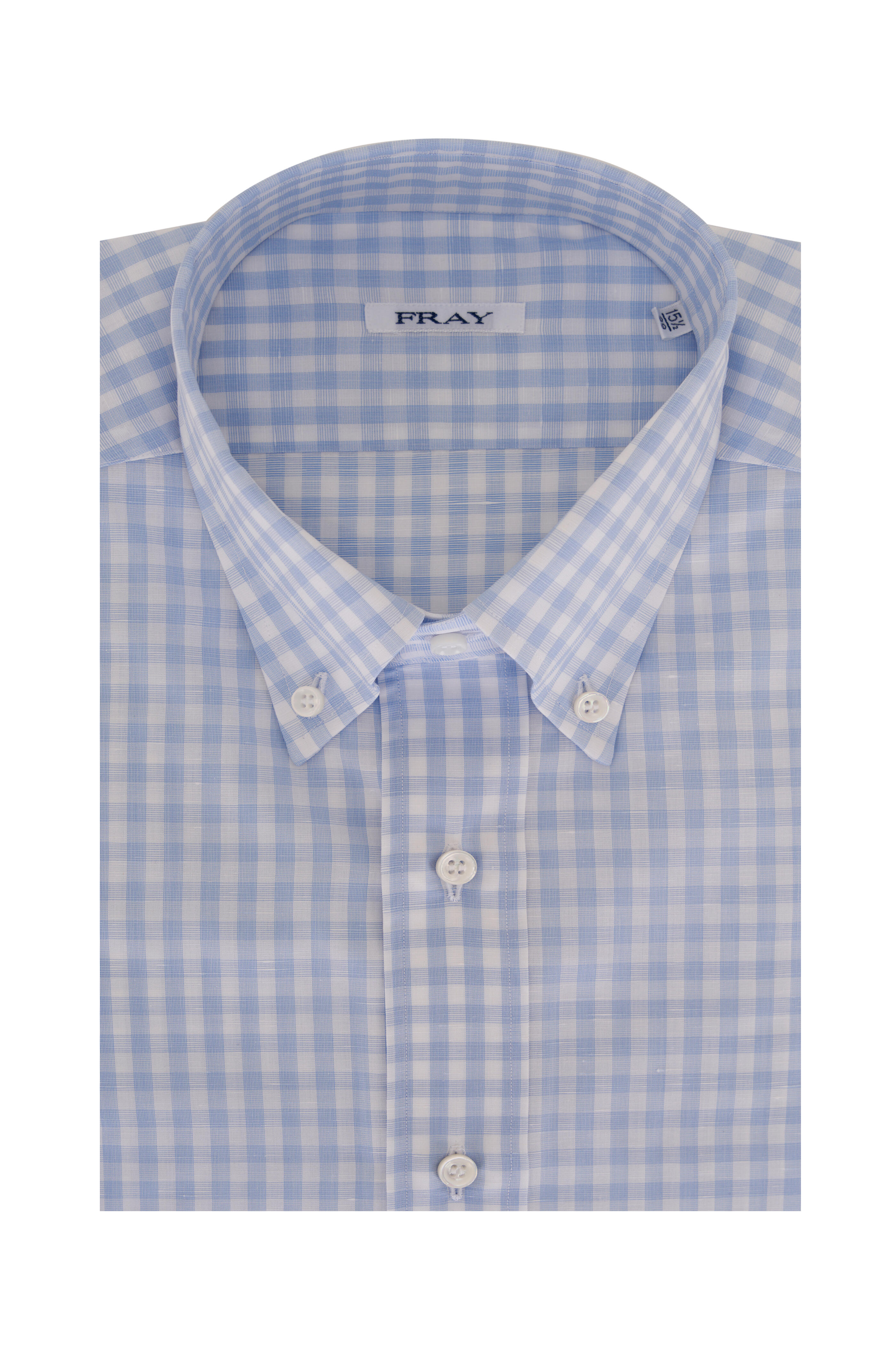 Fray - Light blue & White Check Cotton Dress Shirt