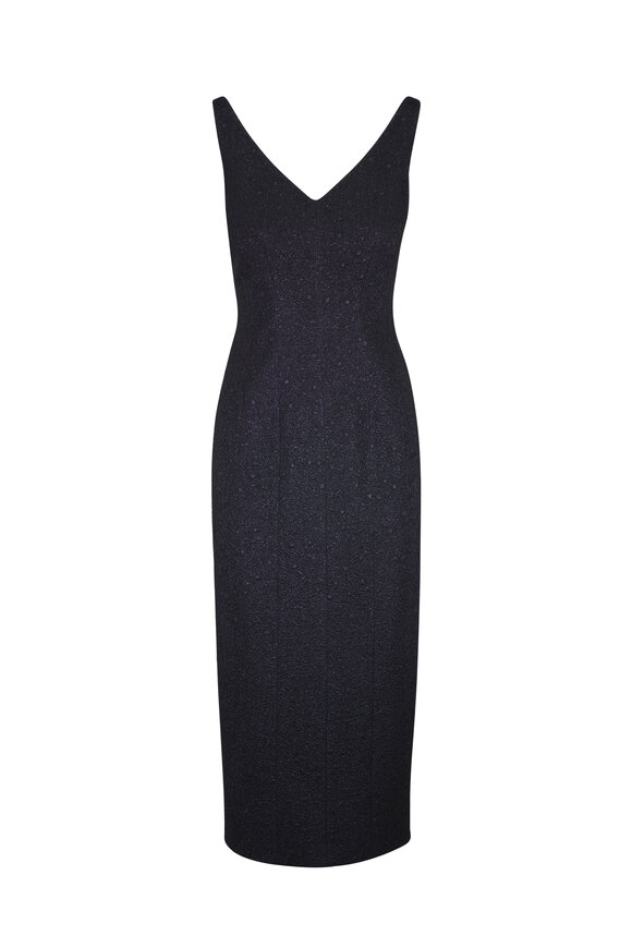 Adam Lippes Willa Black Floral Matelassé Dress