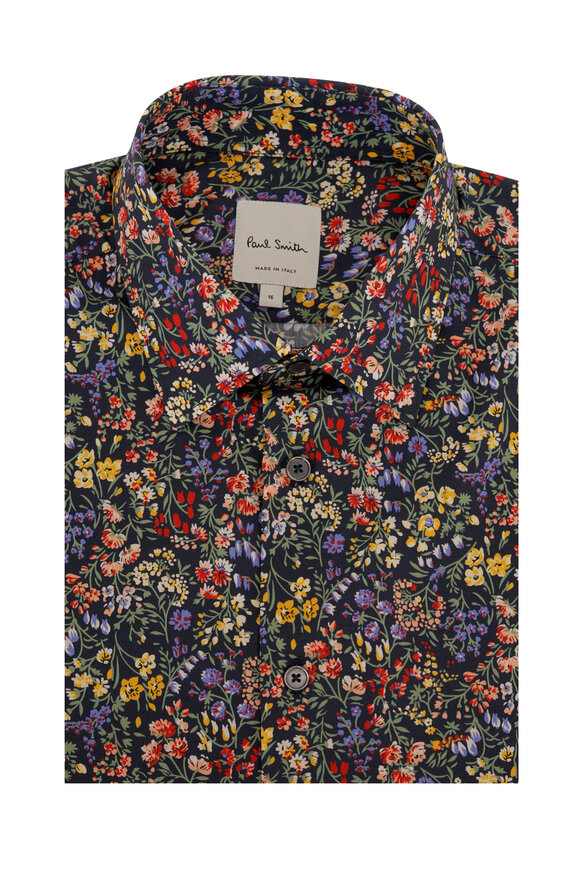 Paul Smith - Blue Floral Print Sport Shirt