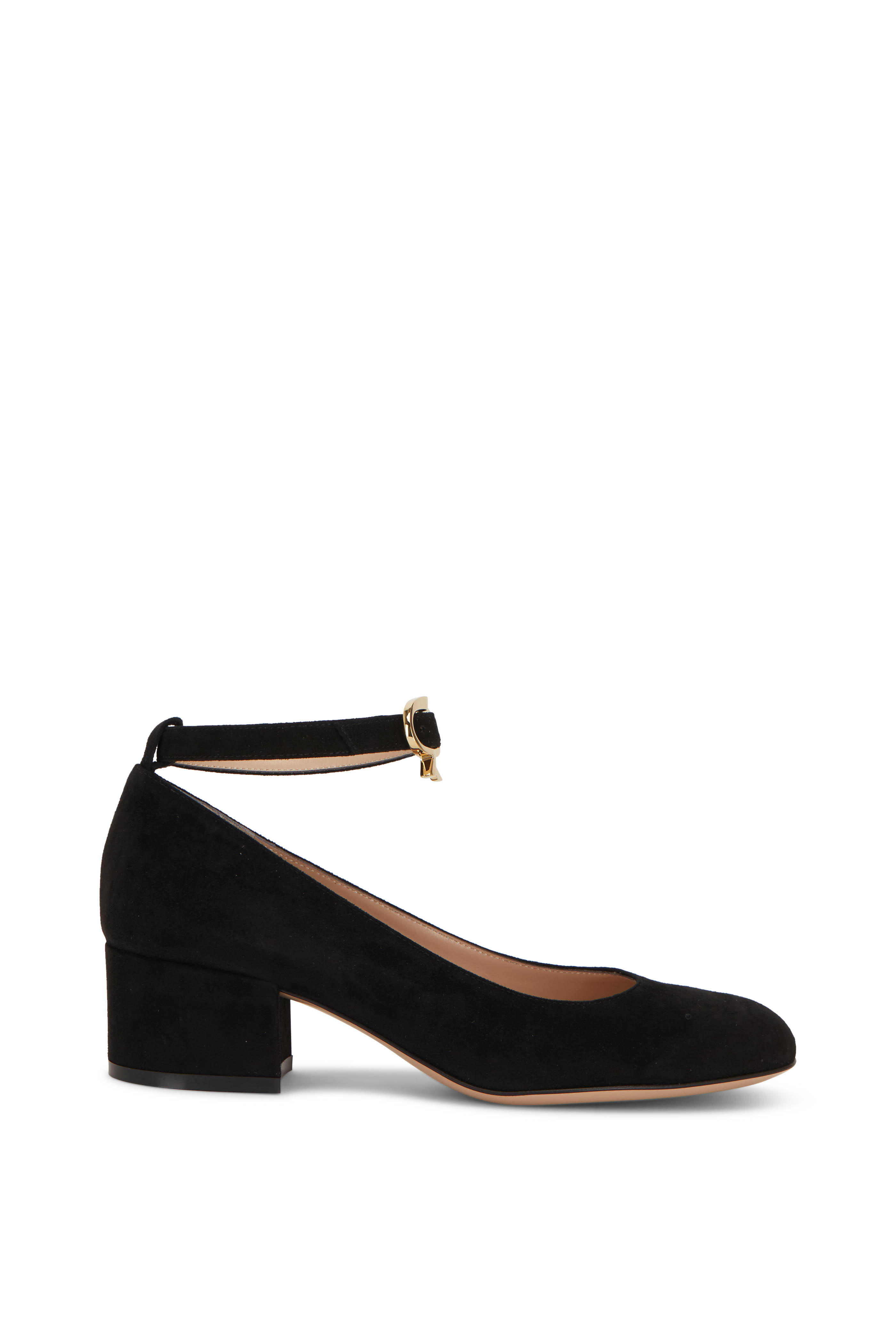 Gianvito Rossi - Black Suede Round Toe Pump | Mitchell Stores