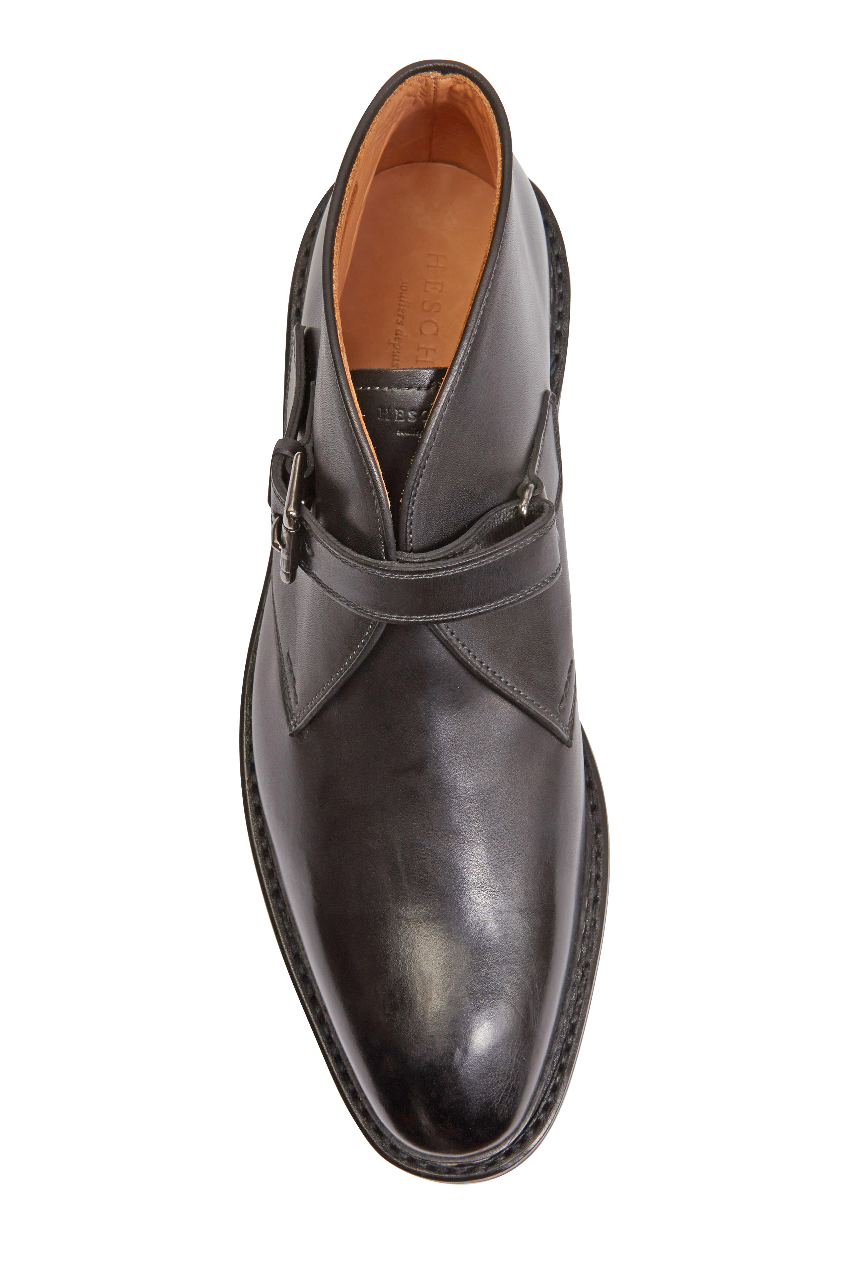 HESCHUNG chene チャッカーブーツ Heschung - Chene Black Leather Monk Strap Ankle Boot