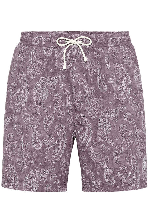 Brunello Cucinelli - Red Paisley Print Swim Trunks