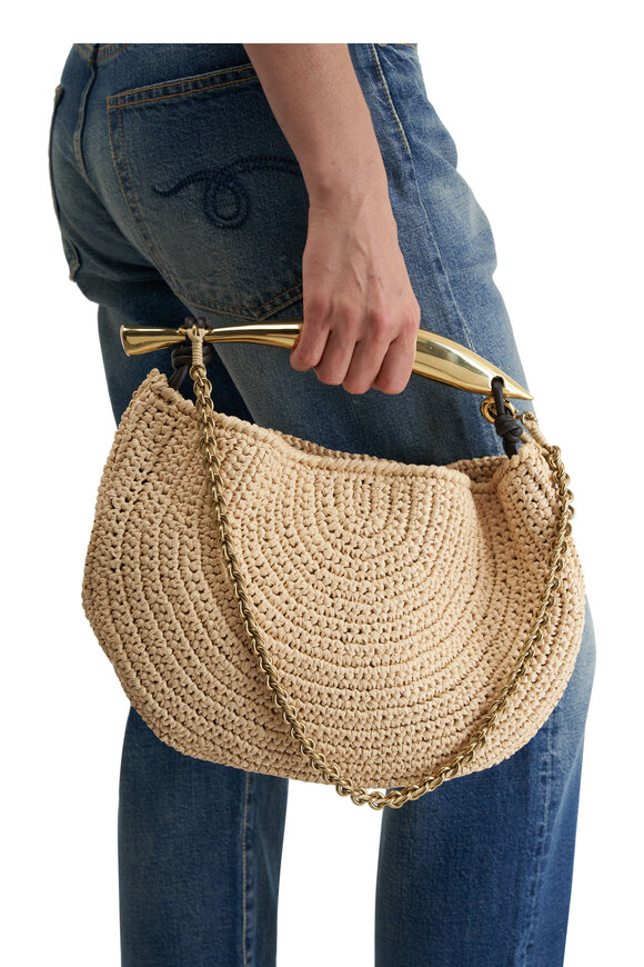 Bottega Veneta - Small Crochet Sardine Natural Raffia Chain Bag