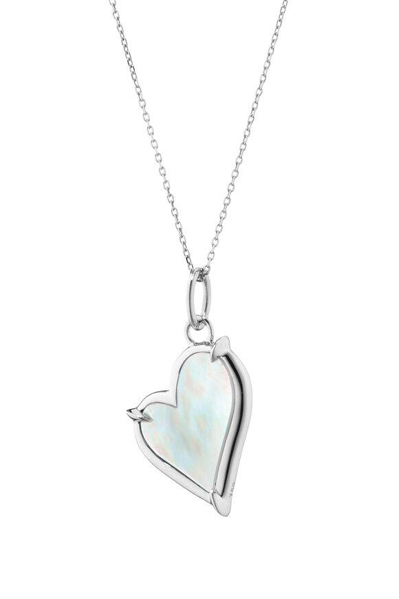 Monica Rich Kosann Sterling Silver Mother of Pearl Heart Necklace