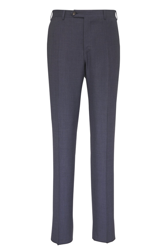 Canali Dark Blue Micro Check Wool Suit - view 4
