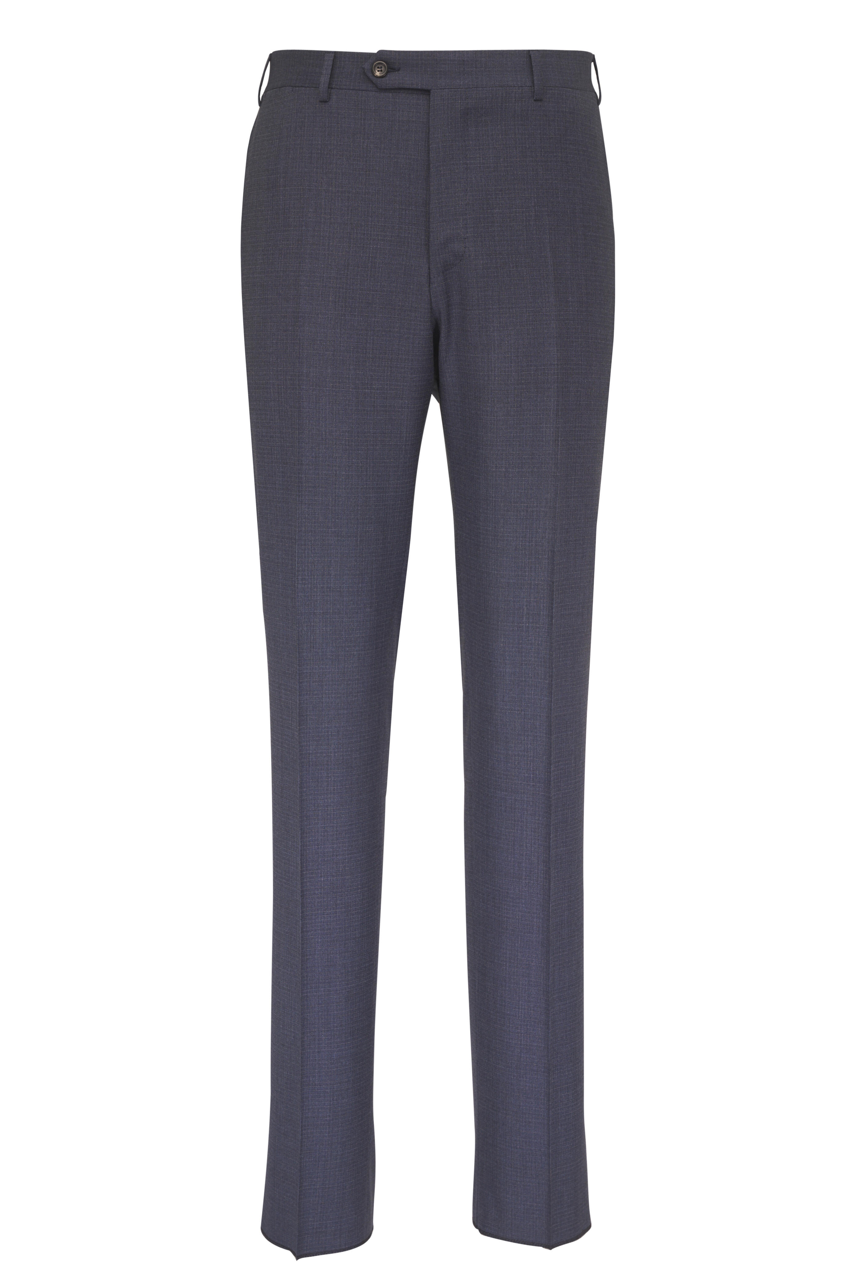 Canali - Dark Blue Mirco Check Wool Suit
