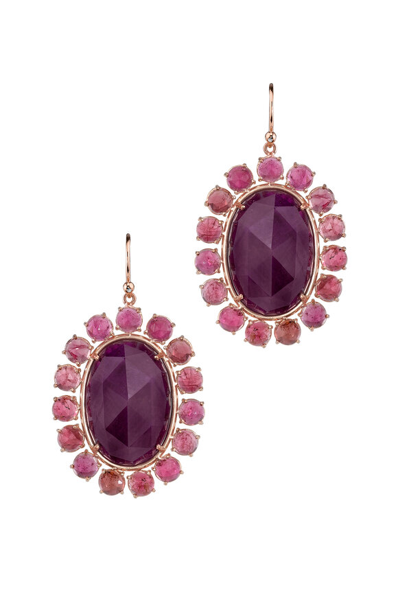 Irene Neuwirth - 18K Rose Gold Ruby & Pink Tourmaline Earrings