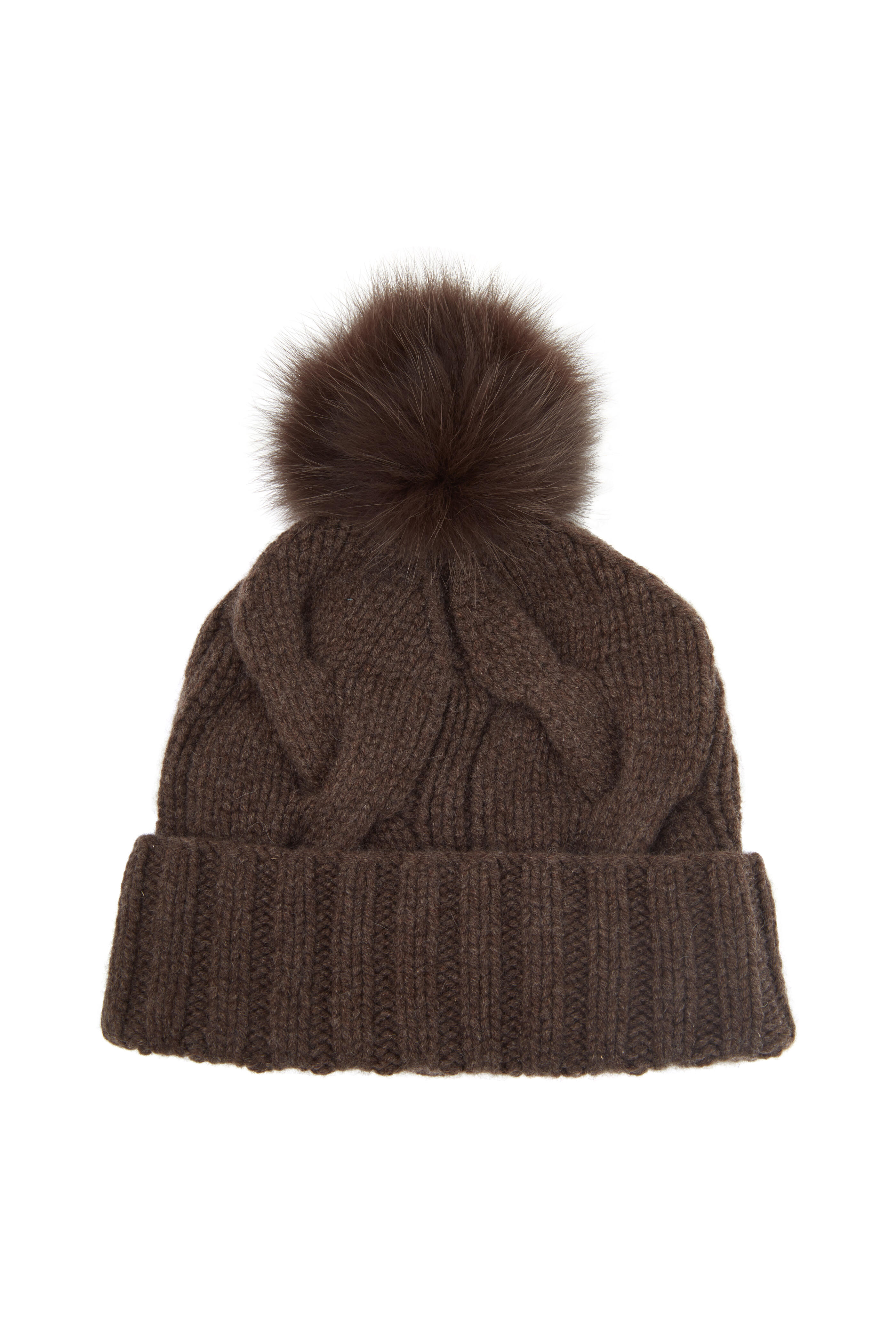 Loro Piana - Navy Blue & Black Baby Cashmere & Fox Fur Beanie display picture 2