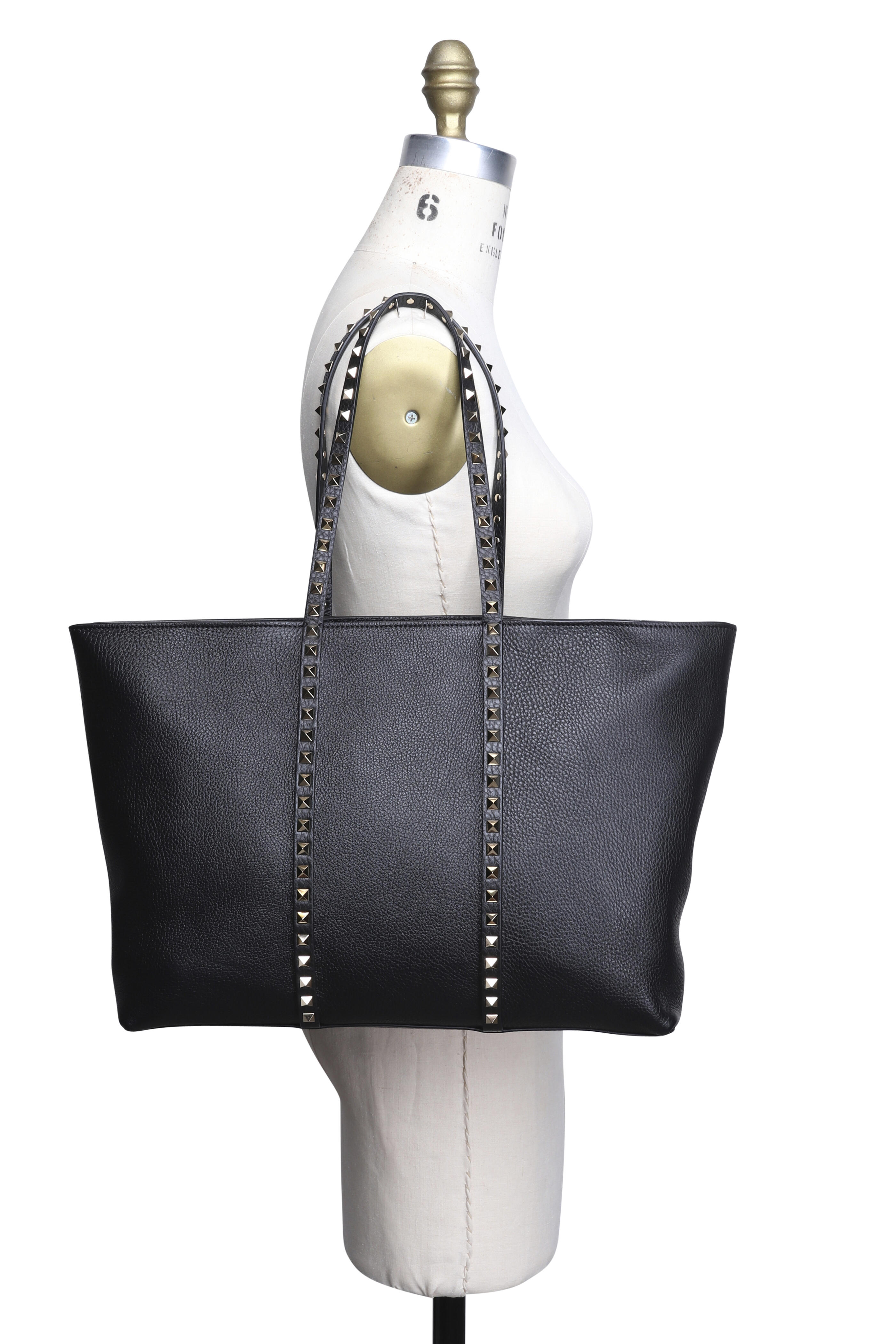Valentino Garavani - Medium Rockstud Black Leather Tote