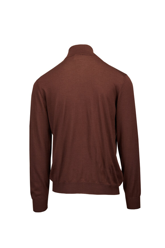 Cesare Attolini Brown Cashmere Full Zip Sweater - view 2