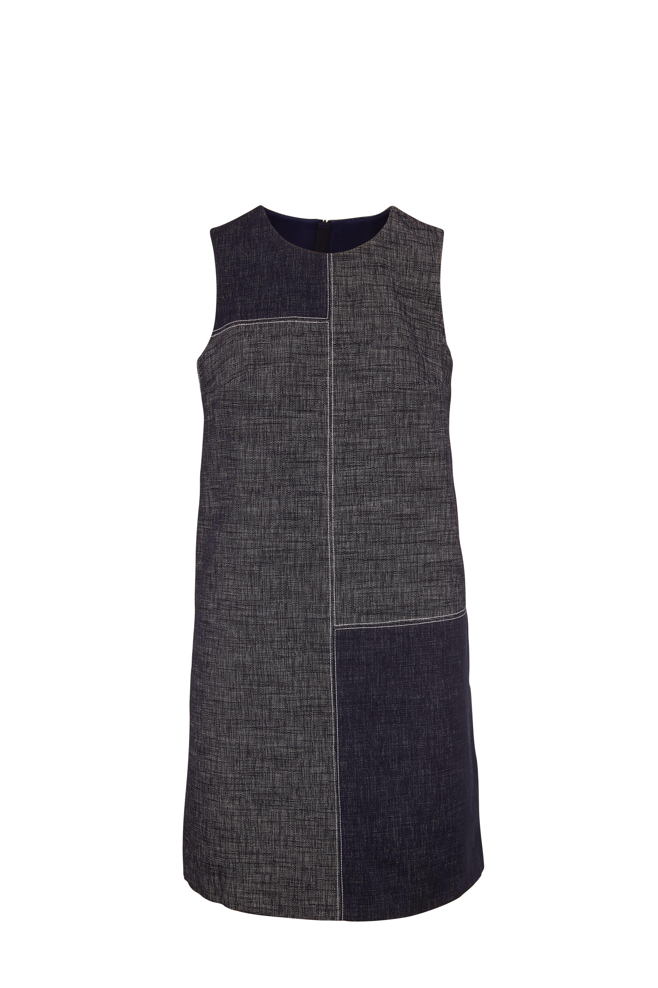 Paule Ka - Marine Blue Denim Sleeveless Shift Dress