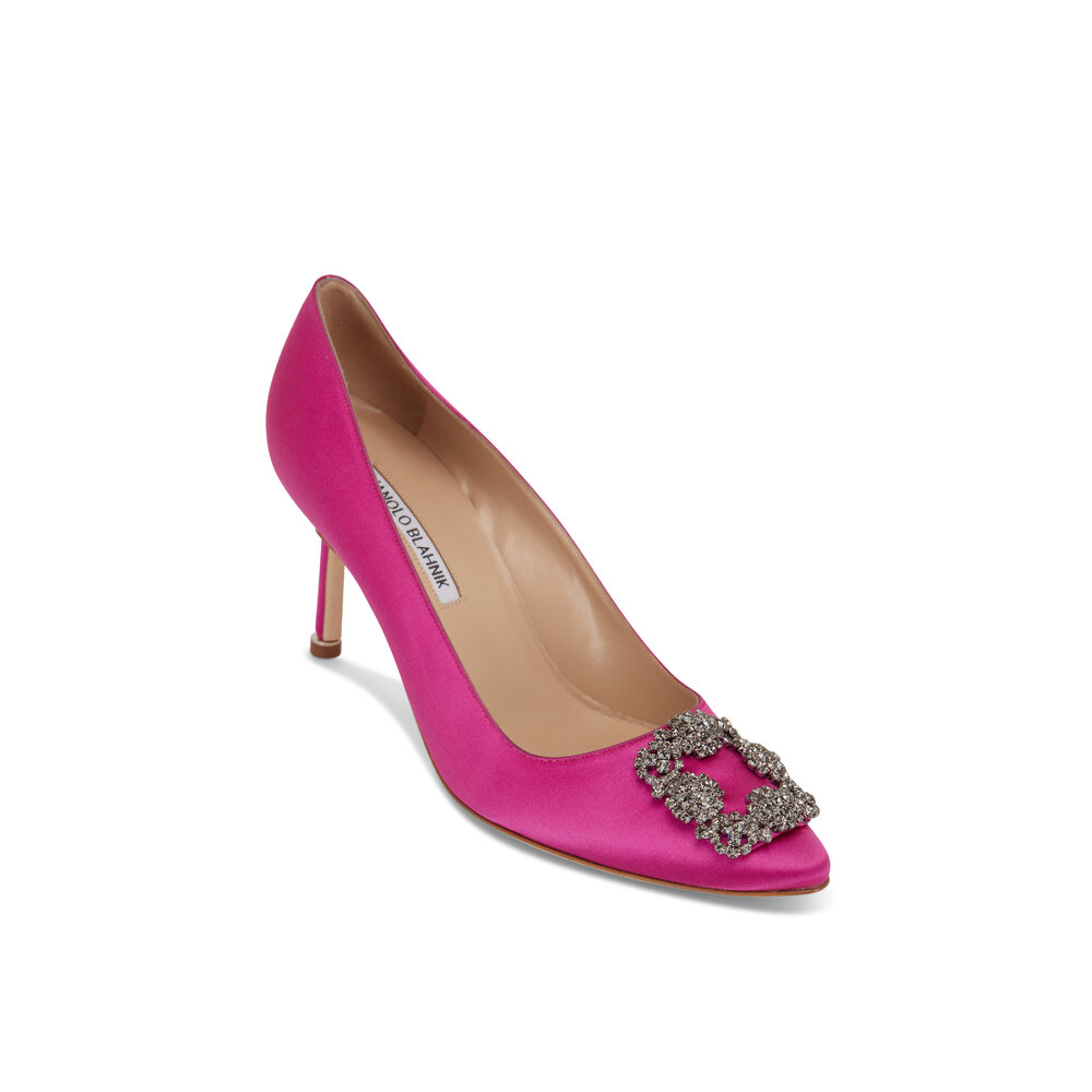 Manolo Blahnik - Hangisi Fuchsia Satin Pump, 70mm