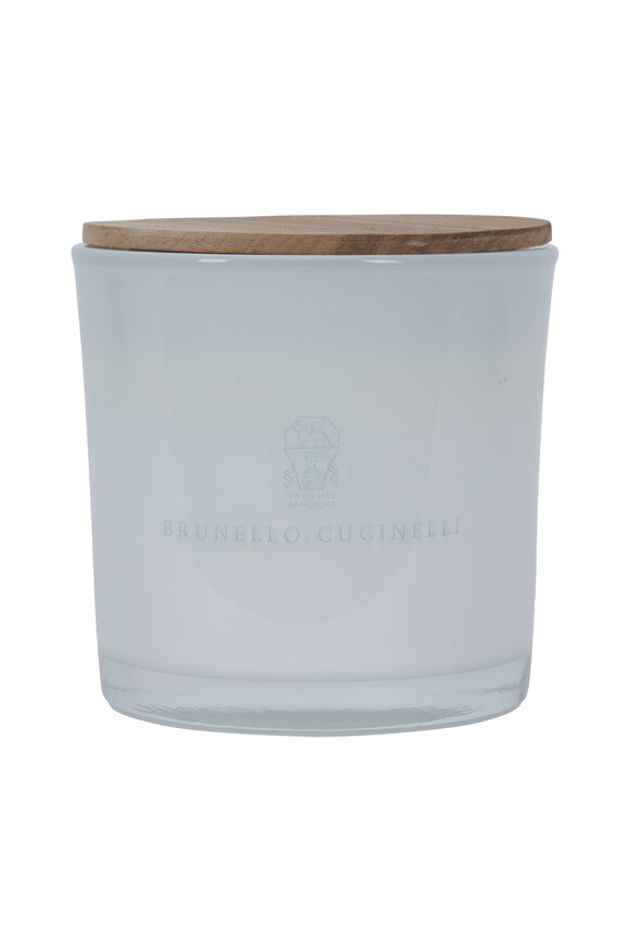 Brunello Cucinelli - White Medium Glass & Wood Lid Candle