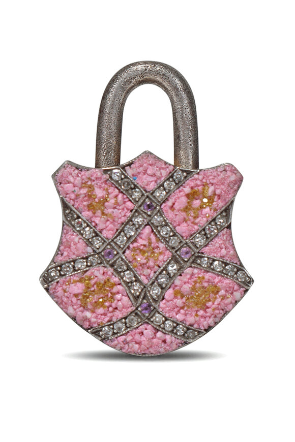 Sevan Bicakci Micro Pink Mosaic Padlock Pendant