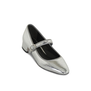 OBLADA⭐︎MARY JANE（SHEEP LEATHER） Veronica Beard - Cade Silver Embossed Leather Mary Jane Pump