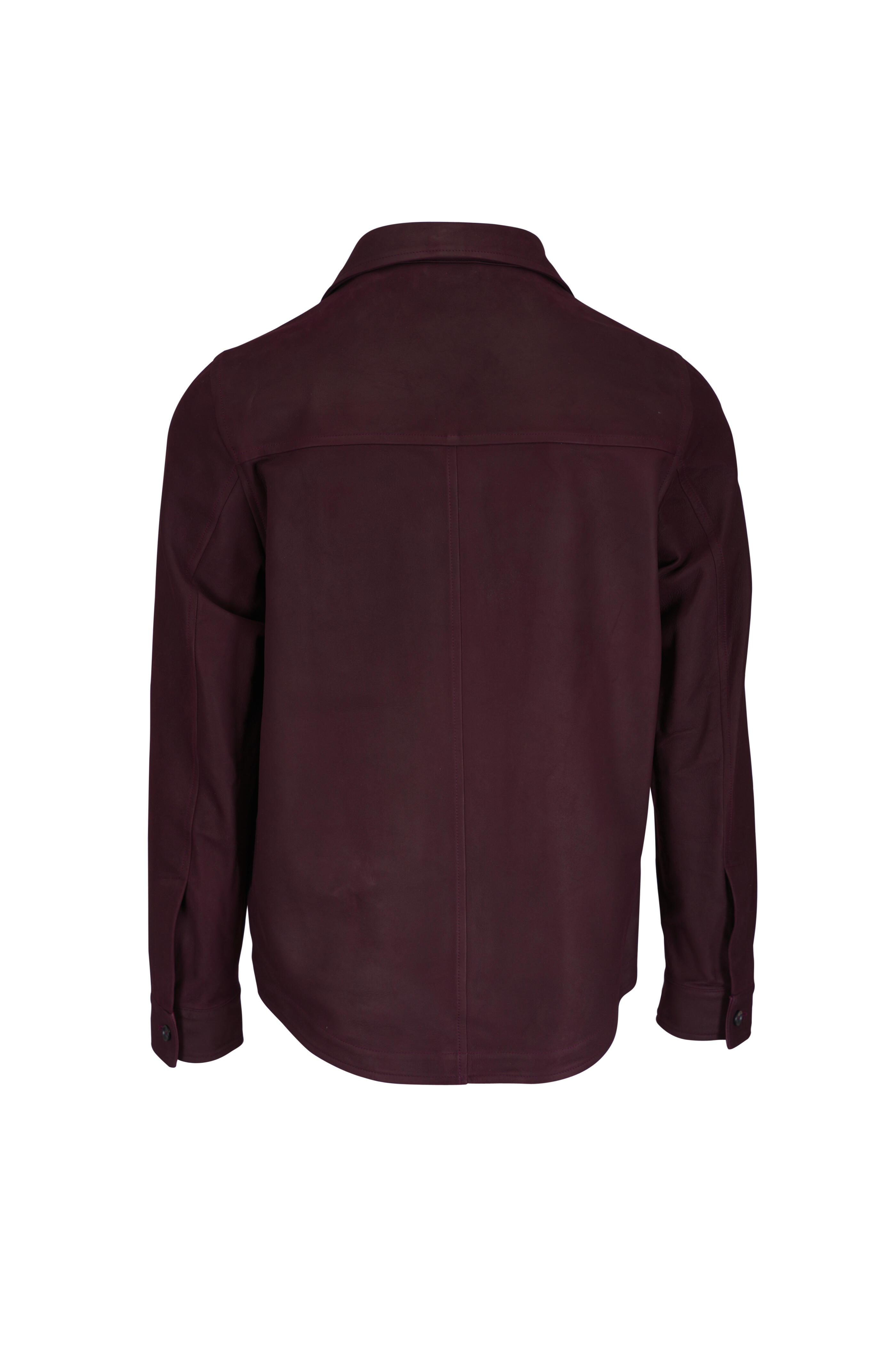 Isaia - Burgundy Suede Overshirt | Mitchell Stores