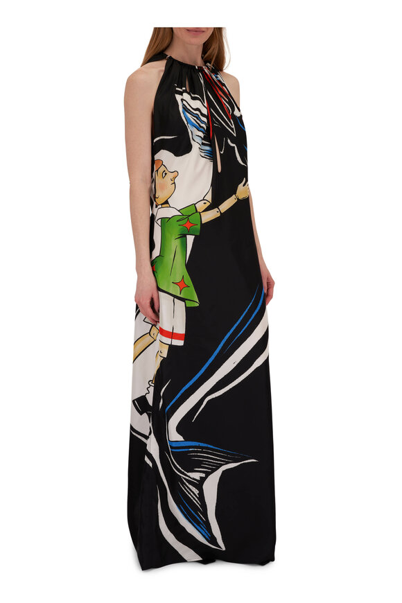 Bottega Veneta - Burrattino Black & Green Knot Detail Maxi Dress  