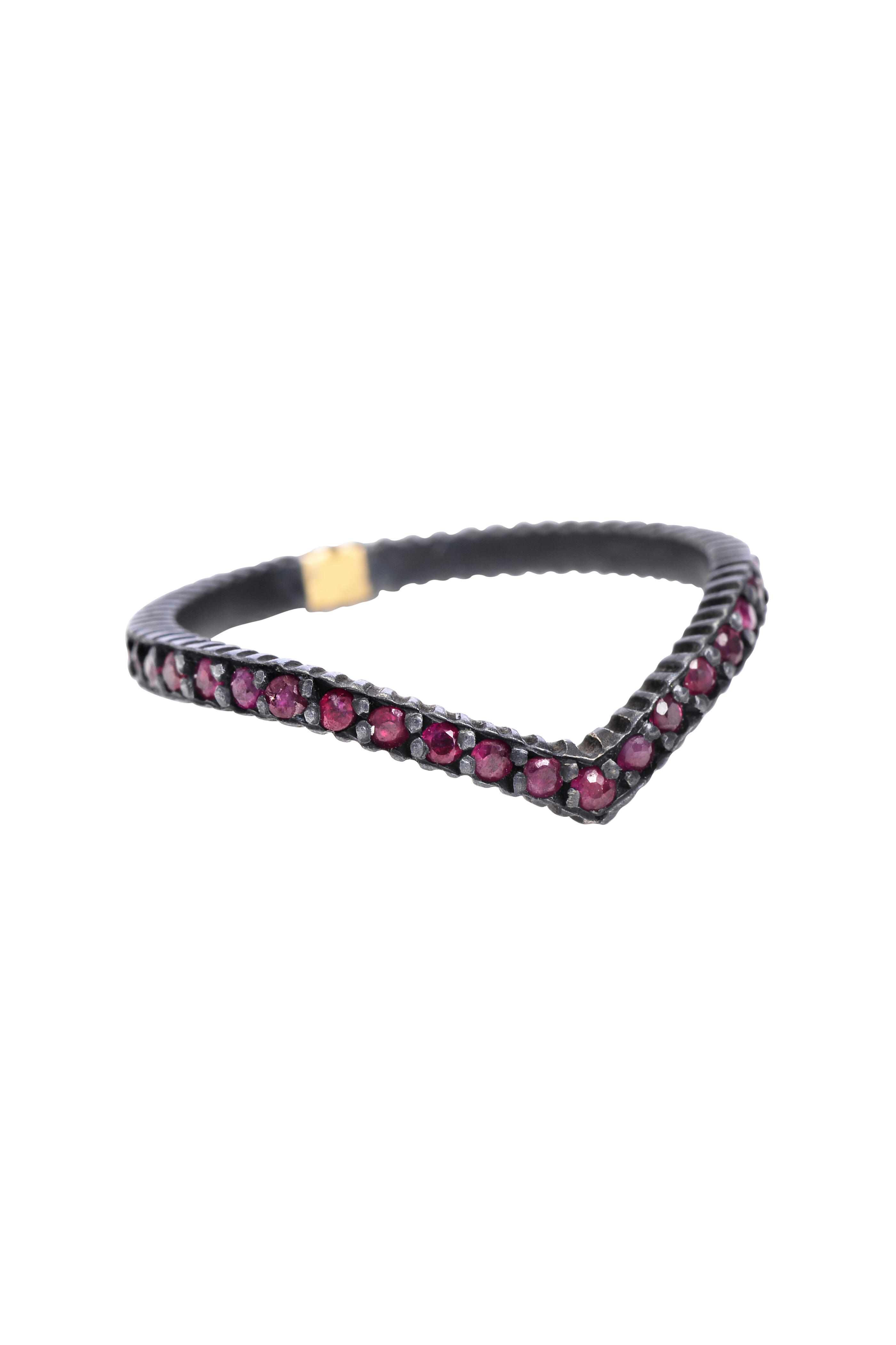 Yossi Harari - Lilah Gold & Silver Ruby "V" Ring