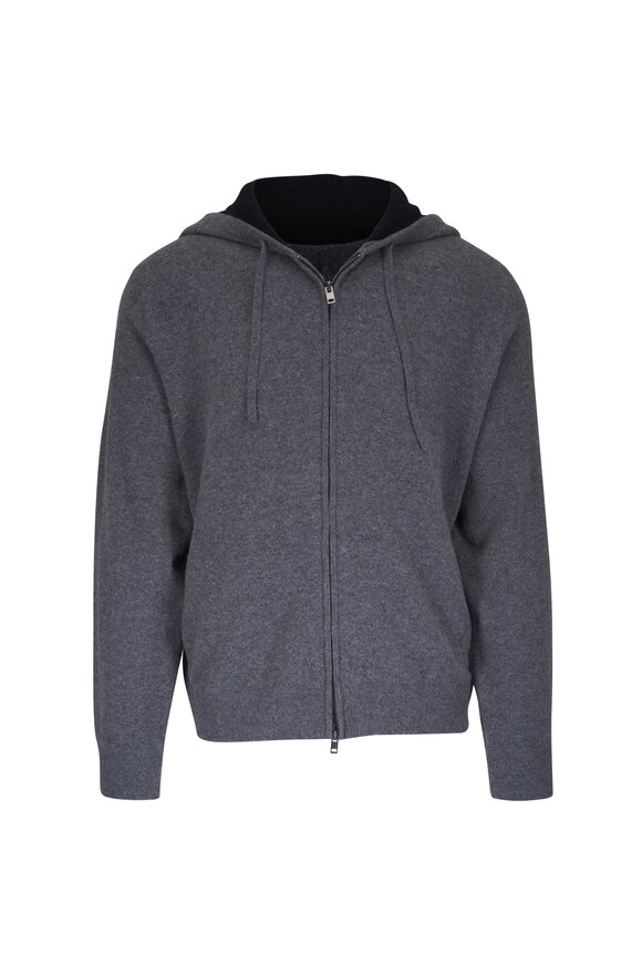 Vince Charcoal Gray Cashmere Full Zip Hoodie